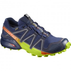Chaussure Trail Running Salomon SPEEDCROSS 4 GTX Homme Bleu Marine Vert | CURFG-4203