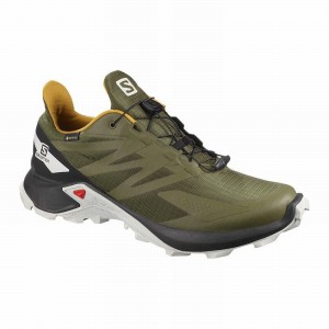 Chaussure Trail Running Salomon SUPERCROSS BLAST GTX Homme Vert Olive Noir | DOLKM-2964