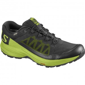 Chaussure Trail Running Salomon XA ELEVATE GTX Homme Noir Vert Foncé | TWJXH-0674