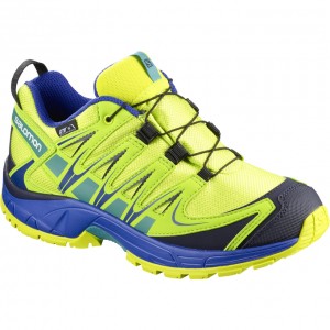 Chaussure Trail Running Salomon XA PRO 3D CSWP J Enfant Jaune Bleu | SUMDV-1245
