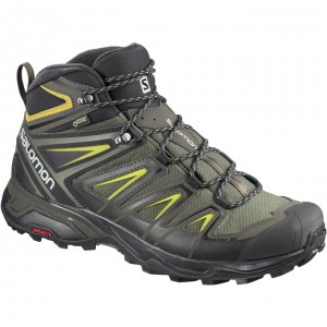 Chaussure de Randonnée Salomon X ULTRA 3 MID GTX Homme Vert Olive Noir | TDMWX-5863