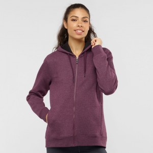 Couches Intermédiaires Salomon ESSENTIAL WARM Jacket Hoodie Femme Bordeaux | VDSLQ-5287