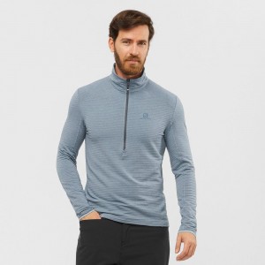Couches Intermédiaires Salomon OUTLINE HALF ZIP MID Homme Bleu | HXOJE-0194