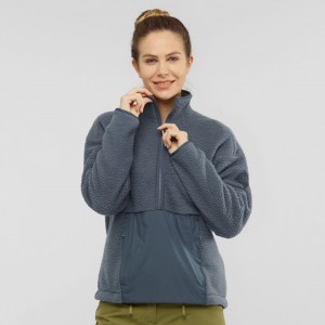 Couches Intermédiaires Salomon SNOWSHELTER TEDDY Full Zip Jacket Femme Noir | IMGUB-0578
