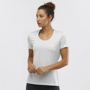 T Shirts Salomon AGILE Road Running Short Sleeve Femme Grise Clair | HTAJW-8059