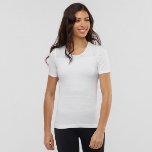 T Shirts Salomon ESSENTIAL MOVE ON SEAMLESS Femme Blanche | MHVUG-3491