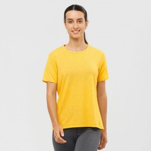 T Shirts Salomon ESSENTIAL TENCEL Femme Jaune | VJAPF-4163
