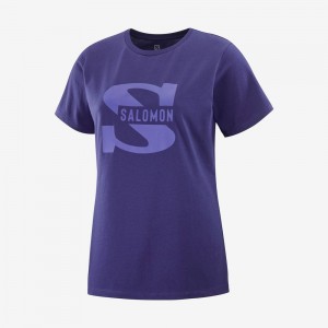 T Shirts Salomon OUTLIFE BIG LOGO Short Sleeve Femme Violette | XEZDS-4658