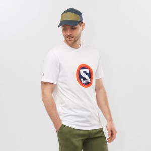 T Shirts Salomon OUTLIFE GRAPHIC HERITAGE SS M Short Sleeve Homme Blanche | UZCHQ-1586
