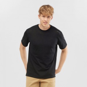 T Shirts Salomon OUTLIFE MERINO SS M Short Sleeve Homme Noir | ZBNDT-2179