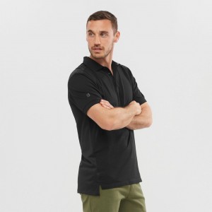 T Shirts Salomon OUTLIFE TECH POLO M Short Sleeve Homme Noir | KIUOW-0145