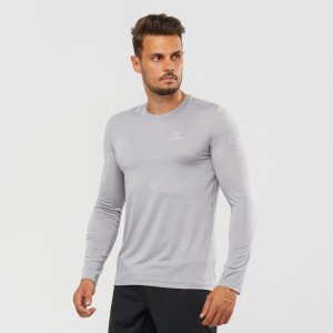 T Shirts Salomon OUTLINE Long Sleeve Homme Argent | RTPIB-7385