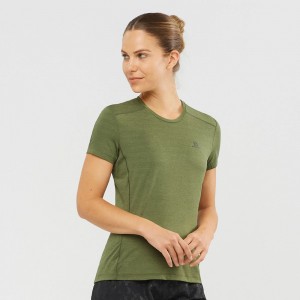 T Shirts Salomon XA W Short Sleeve Femme Vert Olive | SDZTG-2816